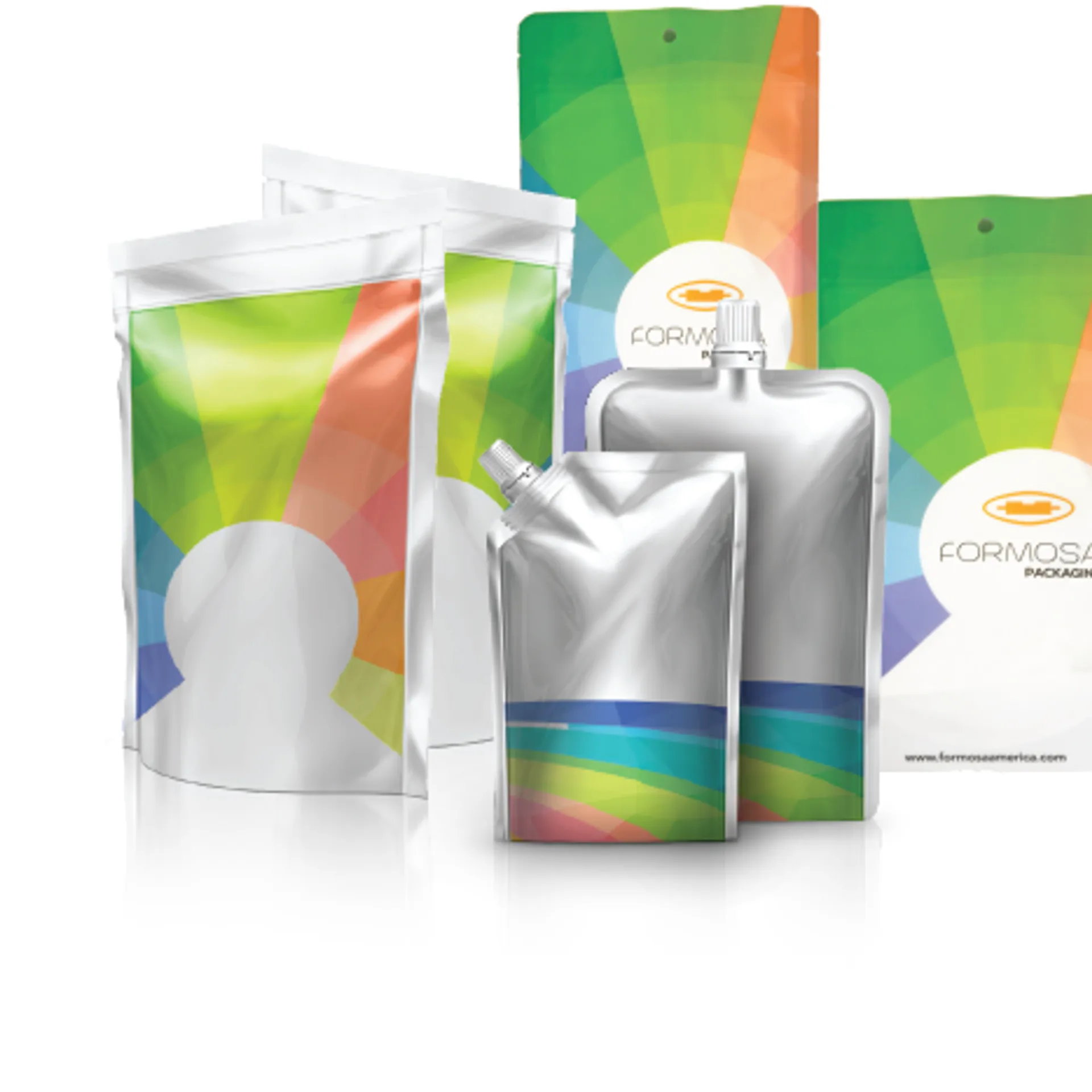 Unbranded custom stand-up pouches, spout pouches, and gusset bags