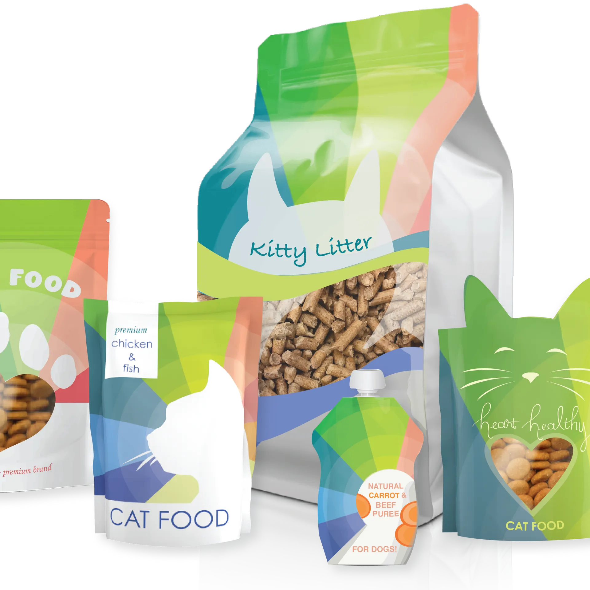 Custom flexible packaging products showing range of format and print options